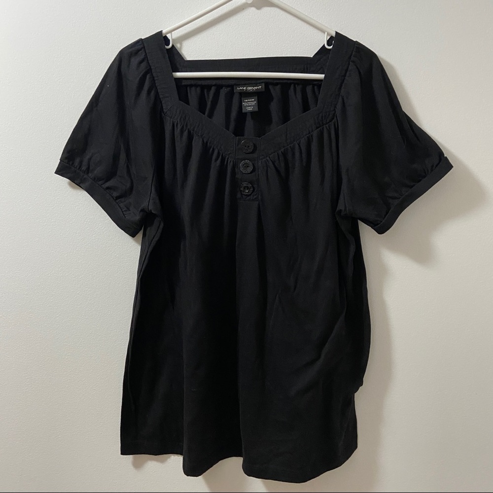 Lane Bryant short sleeved black blouse